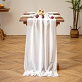 Elegant white chiffon table runner with lightweight texture for party wedding decor - 70*300 / Milk White