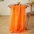 Eleganter orangefarbener Chiffon-Tischläufer mit weißem Saum für Hochzeiten und Partys - 70cmx300cm / Orange