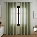Modern light green sheer vertical striped curtains with metal grommets for living room - Green