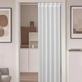 Cortina plegable gris minimalista con barra telescópica para separación de ambientes - 100*200 / Blanco
