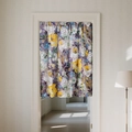 Cortina retro de puerta con flores estilo pintura al óleo en amarillo y azul - 100x130 / Púrpura Impresionista