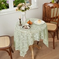 Elegante hellgrüne französische Spitze Tischdecke mit hohlen Blumenmustern und Wellenkanten - 140*100cm / Hellgrün