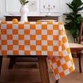 Mantel de cuadros naranja y blanco de estilo nórdico en tela de algodón y lino - 150*100CM / Cuadros Naranjas y Blancos