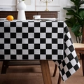 Mantel nórdico a cuadros blancos y negros de tela resistente de lino y algodón - 150*100CM / Cuadros Negros y Blancos