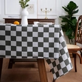 Mantel de cuadros blancos y negros de estilo nórdico en lino para comedor - 150*100CM / Cuadros gris y blanco