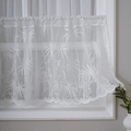 Cortina de café de encaje blanco con motivo de palmeras y borde festoneado elegante - 150*60cm / Encaje de Palmera Blanca