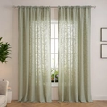 Light green floral lace sheer curtains with botanical leaf patterns for living room - Green Water Grass / Rod Pocket Single Piece