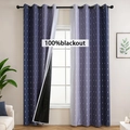 Tende oscuranti 100% blu navy con motivo a rombi bianchi e occhielli in metallo - Occhielli 132*160 Pannello Singolo / Sfumato Blu Chiaro