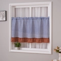 Blauw-wit geblokte cafƩ gordijn met karamel ruchesrand voor keukenkastjes - 180*60 / Blauw Geruit