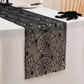 Halloween black lace table runner featuring intricate spider web and spider pattern design - 30*45cm / Spider