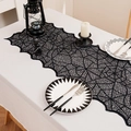 Elegant black lace spider web table runner for Halloween party dining table decor - Black / 30x110cm