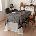 Tovaglia di Halloween in pizzo nero con pipistrelli e bosco per decorazione feste - Pipistrello / 140*100cm