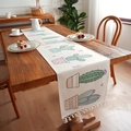Camino de mesa impermeable con estampado de cactus y borlas blancas en madera - 35*90cm / Cactus en maceta