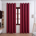 Deep red blackout curtains with embossed floral jacquard patterns and grommet top design - 130*160CM / Wine Red Rose