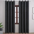 Black blackout curtains with Damask pattern and silver metal grommets for living room - Grommet 130cmx270cm Single Panel / Rose Lace Coated Black