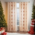 Voilages de Noël beige avec broderie de cloches rouges et feuilles pour la décoration - 140*100cm / Cloche