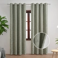 Blackout floral sage green curtain with jacquard texture and metal grommets for windows - 130*160CM / Green Rose