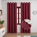 Grommet blackout curtains in wine red with leaf pattern and thermal white lining - Grommet 130*160 One Piece / Wine Red Aquatic