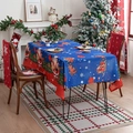Nappe de Noël imperméable avec motifs Père Noël et housses de chaise pour décoration fête - 140*100cm / Noël Bleu