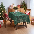 Mantel de encaje navideño verde oscuro con motivos festivos de renos y copos - 140*100cm / Trineo Verde