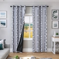 Nordic blackout curtain with black and white geometric print and metal grommet top - 130*160 1 Panel / Irregular Lines