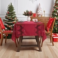 Red lace Christmas tablecloth featuring festive bell and snowflake patterns for dining table - 140*100cm / Red Christmas Gifts