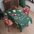 Deep green Christmas tablecloth with snowmen, reindeer, and Merry Christmas print - 140*100cm / Green Merry Christmas