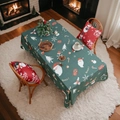 Dark green Christmas tablecloth featuring Santa and snow prints in a cozy home setting - 140*100cm / Green Reindeer Head