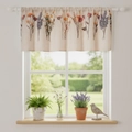 Tenda a vetro in lino con stampa di fiori selvatici e tasca per asta per cucina - W70*H60cm / Bouquet