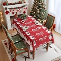 Red Christmas tablecloth with white snowman and Merry Christmas print for home decor - 140*100cm / Snowman