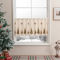 Rideau brise-bise de Noël brodé avec dentelle pour décoration de cuisine ou salon - 132*55cm / Style à Rangée Unique (2637)