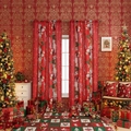 Christmas curtains with Santa Claus and Merry Christmas print for festive home decor - 140*100cm Single Panel / Red Christmas Snow Scene