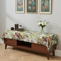 Mantel de pintura al óleo americana con flores púrpuras y borde de borlas decorativas - Estilo de 60cm de Ancho / 60x60cm