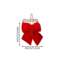 Vista detallada del lazo navideño de terciopelo rojo de 14cm con cordel y textura suave - Pequeño / Burdeos