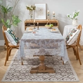 Lace dust cover cloth featuring delicate hollow floral patterns in light blue color - Gray