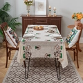 Rechteckige Tischdecke mit Pilzmuster, Spitzenkante, Cremeweiß und Grün - Pilz-Stil / 140x100CM
