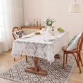 Elegant white vintage damask lace tablecloth for rectangular dining tables and decor - 140*100cm / White