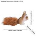 Detailed dimensions of a cute squirrel figurine with fluffy tail for Christmas decoration - Medium Squirrel Holding Pine Flower Ornament (P2-42)