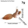 Detail of cute flocked squirrel ornament with pinecone and dimensions 15x6x3.5cm - Small Squirrel Holding Pine Flower Hanging (P2-43)