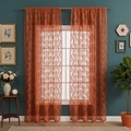 Elegant orange lace curtain featuring vintage wave patterns and semi-transparent texture - 140x100CM / Lantern Flower-Orange