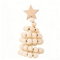 Decorazione natalizia minimalista ad albero con perline in legno e stella in cima - Albero di Natale Naturale