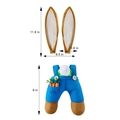 Osterhasen Kostümset mit braunen Plüschohren und blauer Latzhose mit Karotten - Braun Hasenpopo