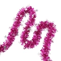 Magenta Christmas tinsel garland with silver stars for festive party decorations - 2 Meters / Purple