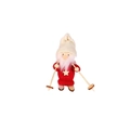 Bambola elfo di Natale con cappello bianco e maglione rosso su sci di legno - Vestiti Rossi Cappello Bianco Babbo Natale da Sci