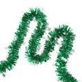Green Christmas tinsel garland with silver star sequins for festive party decoration - 2 Meters / Green