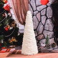 Mini-Weihnachtsbaum aus weißem Plüsch mit Wellentextur für festliche Tischdekoration - 28cm Höhe