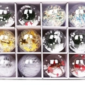 Set di 12 palline di Natale trasparenti riempite con rami di pino e paillettes - Stella Paillettes Piuma Stile (SDQ010) / 6cm