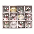 Set di 12 palline di Natale trasparenti con aghi di pino e bacche in una scatola - Pigna Bacche Filo Lucido Stile (SDQ010) / 6cm