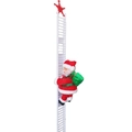 Electric climbing Santa Claus on white ladder with red star and green gift bag - Electric Ladder With Star Style B