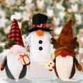 Lot de trois gnomes de Noël avec chapeau à carreaux, noir et décoration peluche renne - Père Noël